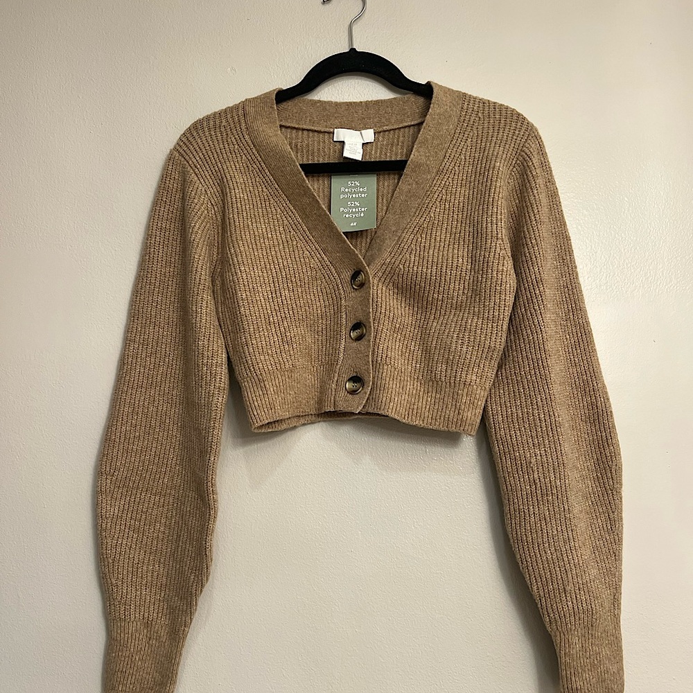 Ribbed knit short cardigan
